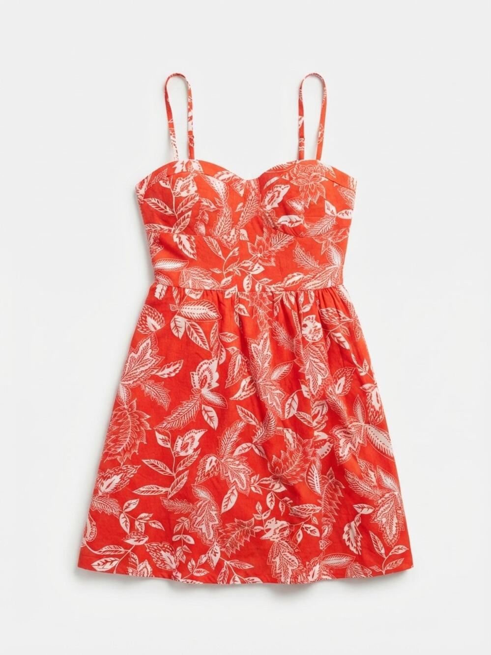 Love Fire Womens S Red White Floral Mini Dress Spaghetti Strap Sweetheart A-Line